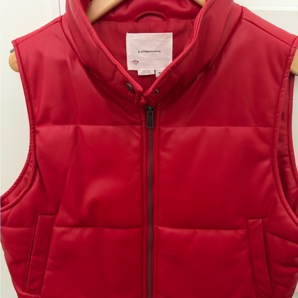 Anthropologie Cherry Red Puffer Vest